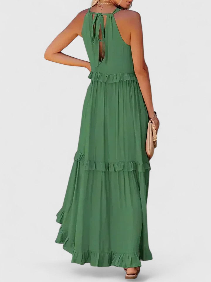Sleeveless Tiered Maxi Summer Dress Ruffle Detail Loose Fit