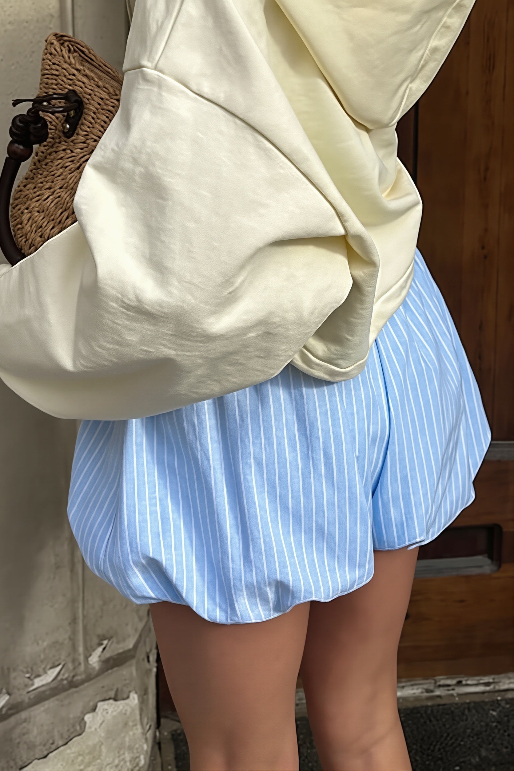 Elegant Striped Balloon Loose Shorts
