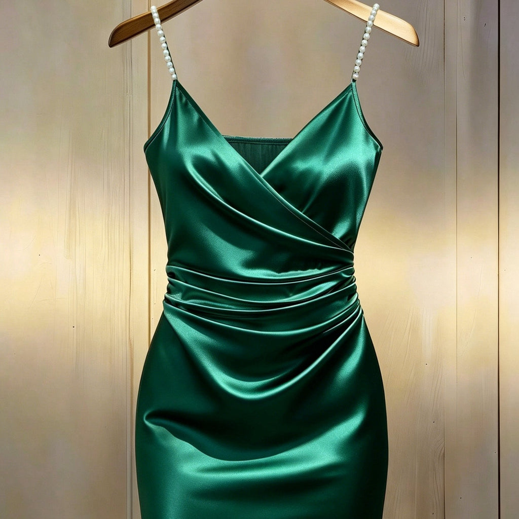 Pearl Strap Wrap Mini Homecoming Dress