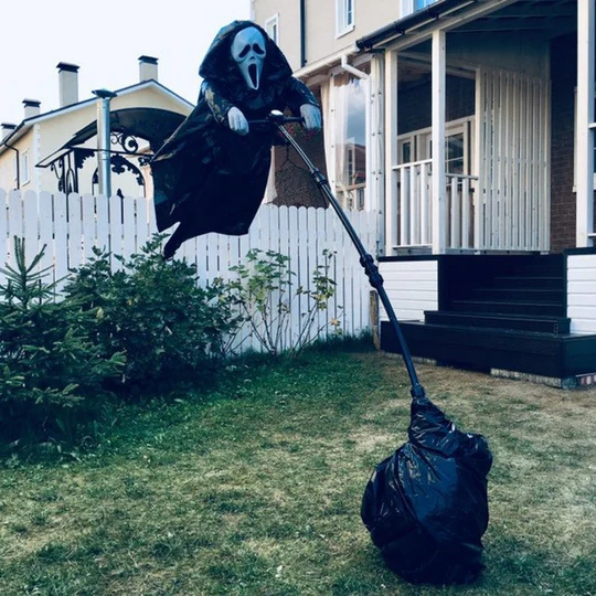 Ghostface Scream Scarecrow: Towering Outdoor Halloween Yard Decoration
