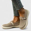 Buckle Strap Mesh Knit Slip On Casual Sneaker