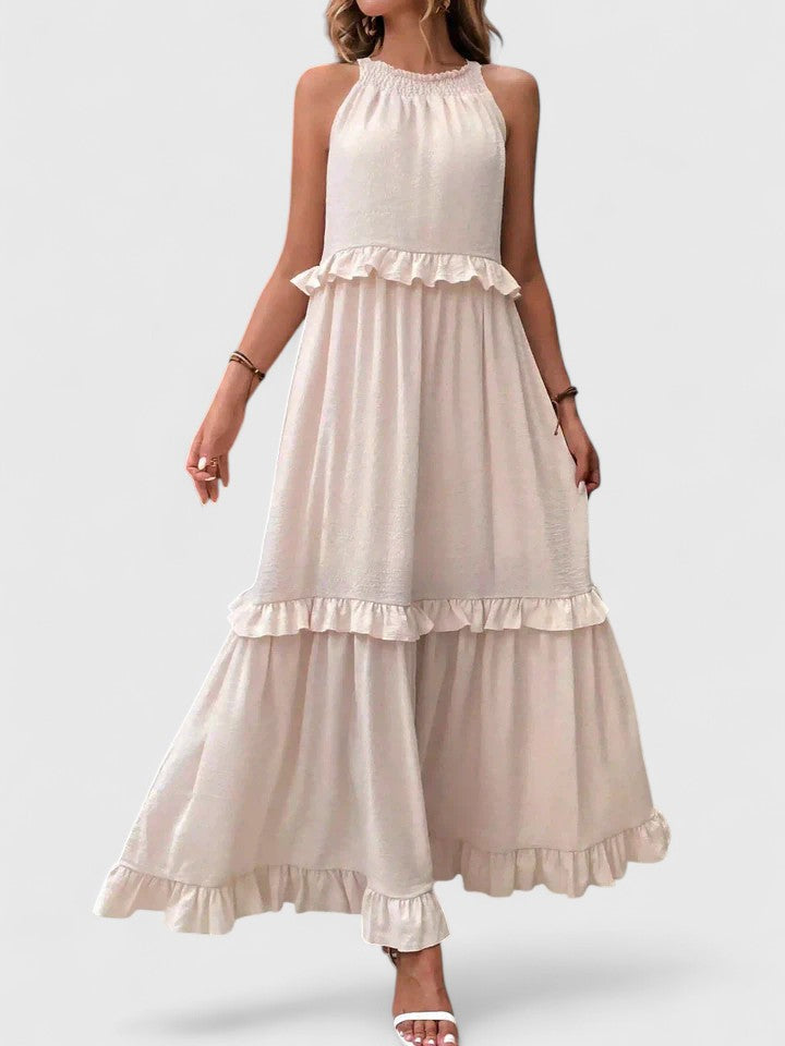 Sleeveless Tiered Maxi Summer Dress Ruffle Detail Loose Fit