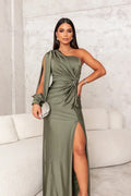 One-Shoulder Knot Front Split Sleeve Homecoming Dress