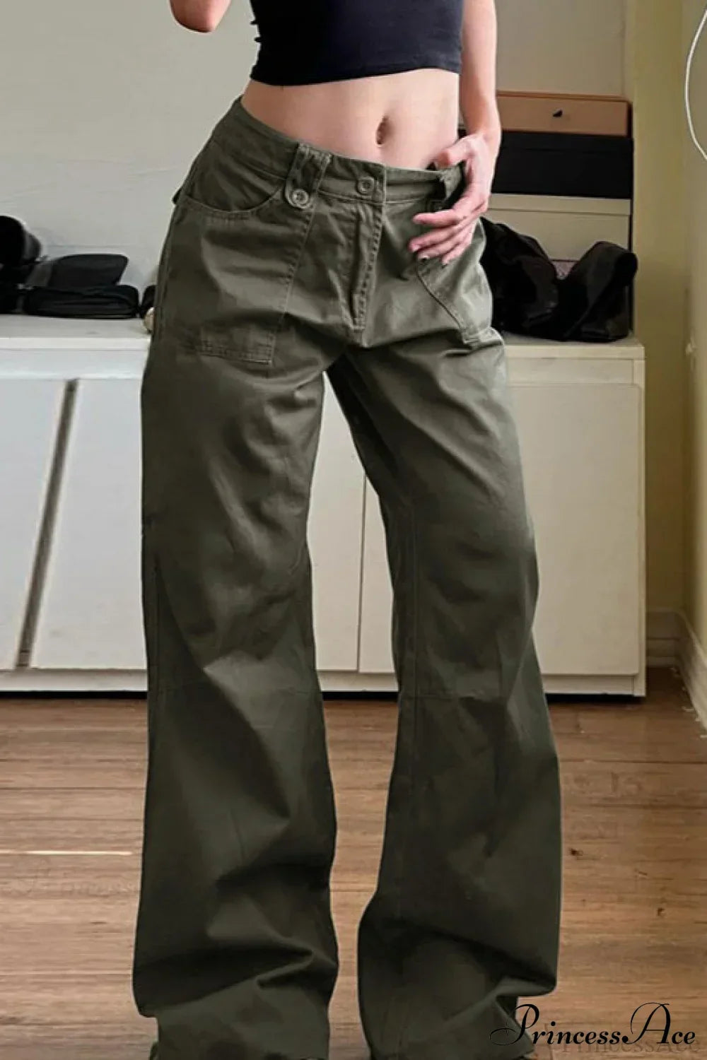 Woman wearing Parachute Wide-Leg Utility Cargos from Hicosy — view 2