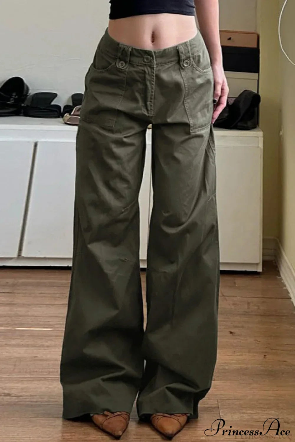 Woman wearing Parachute Wide-Leg Utility Cargos from Hicosy