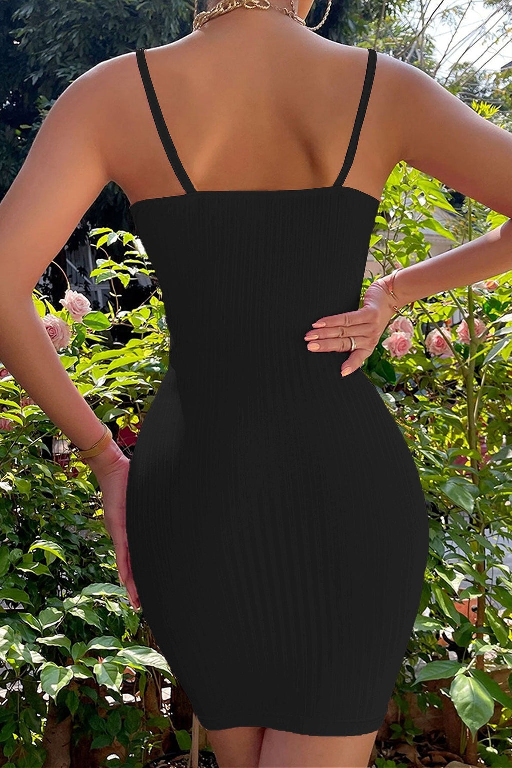 Slim Solid Cami Tie Bodycon Mini Dress