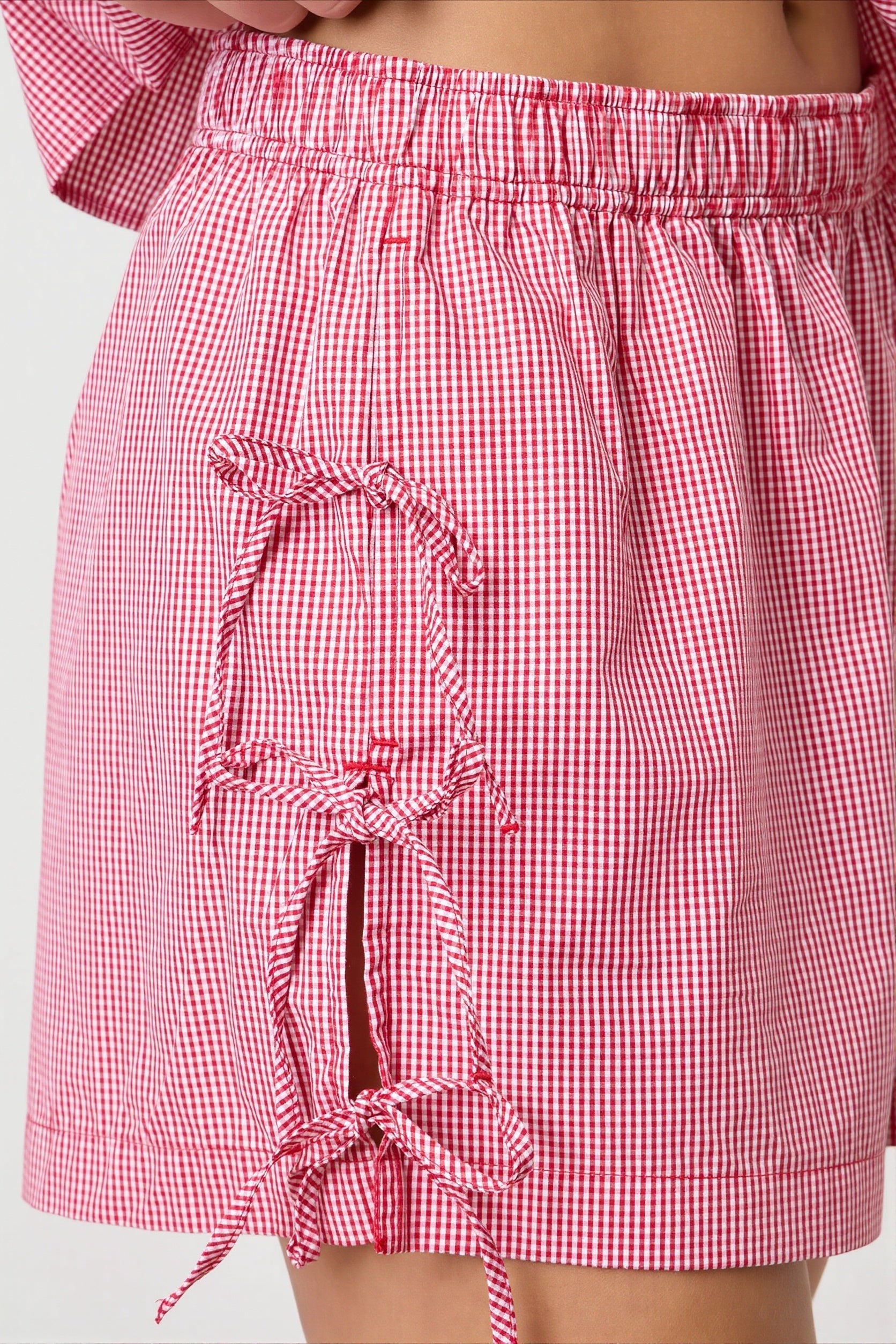 Stripe Bow Elastic Waist Casual Shorts