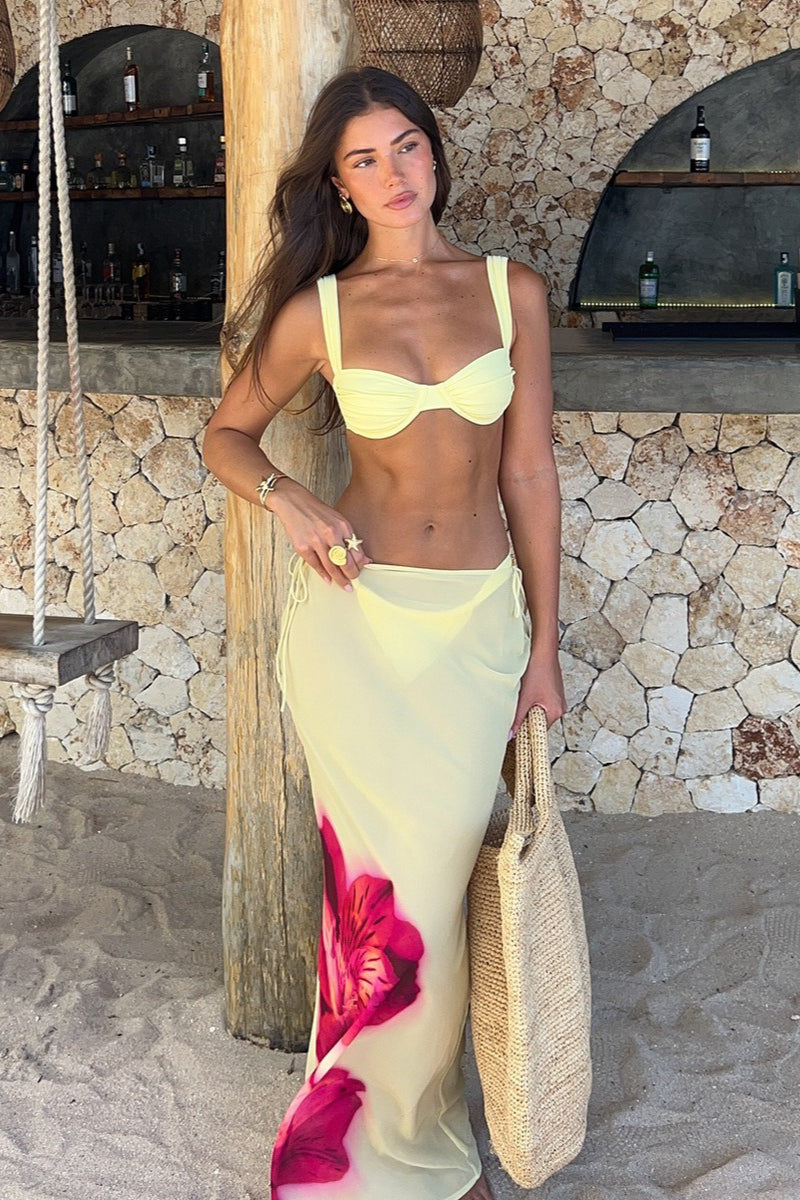 Floral Print Mesh Maxi Three Piece Swim Sets