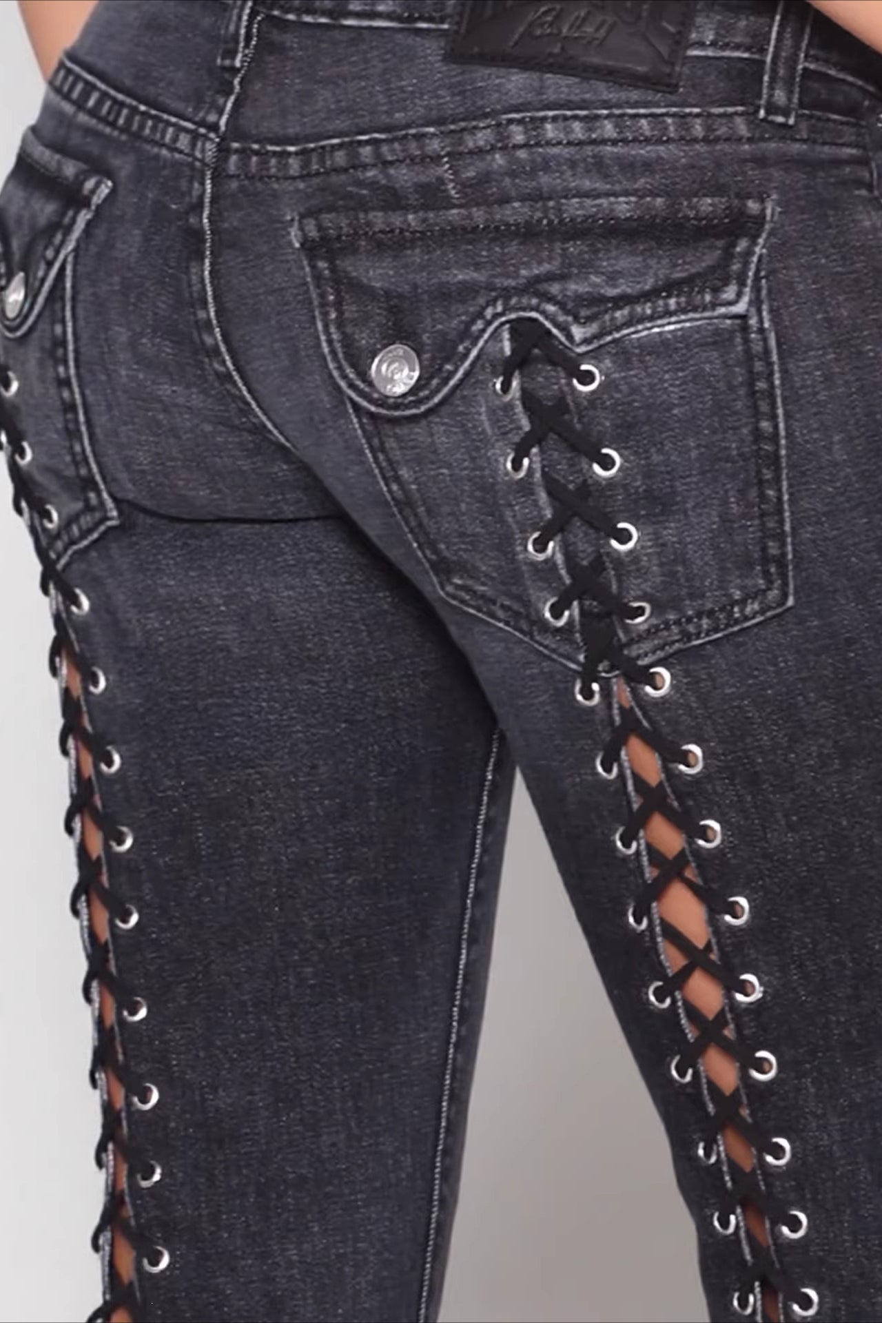 Open Back Lace Up Y2K Flare Jeans