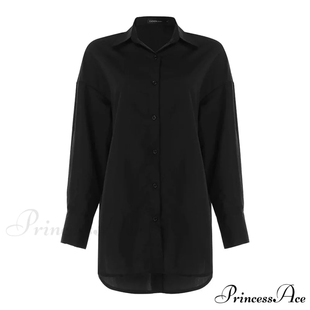 Chic Collar Solid Uneven Blouse