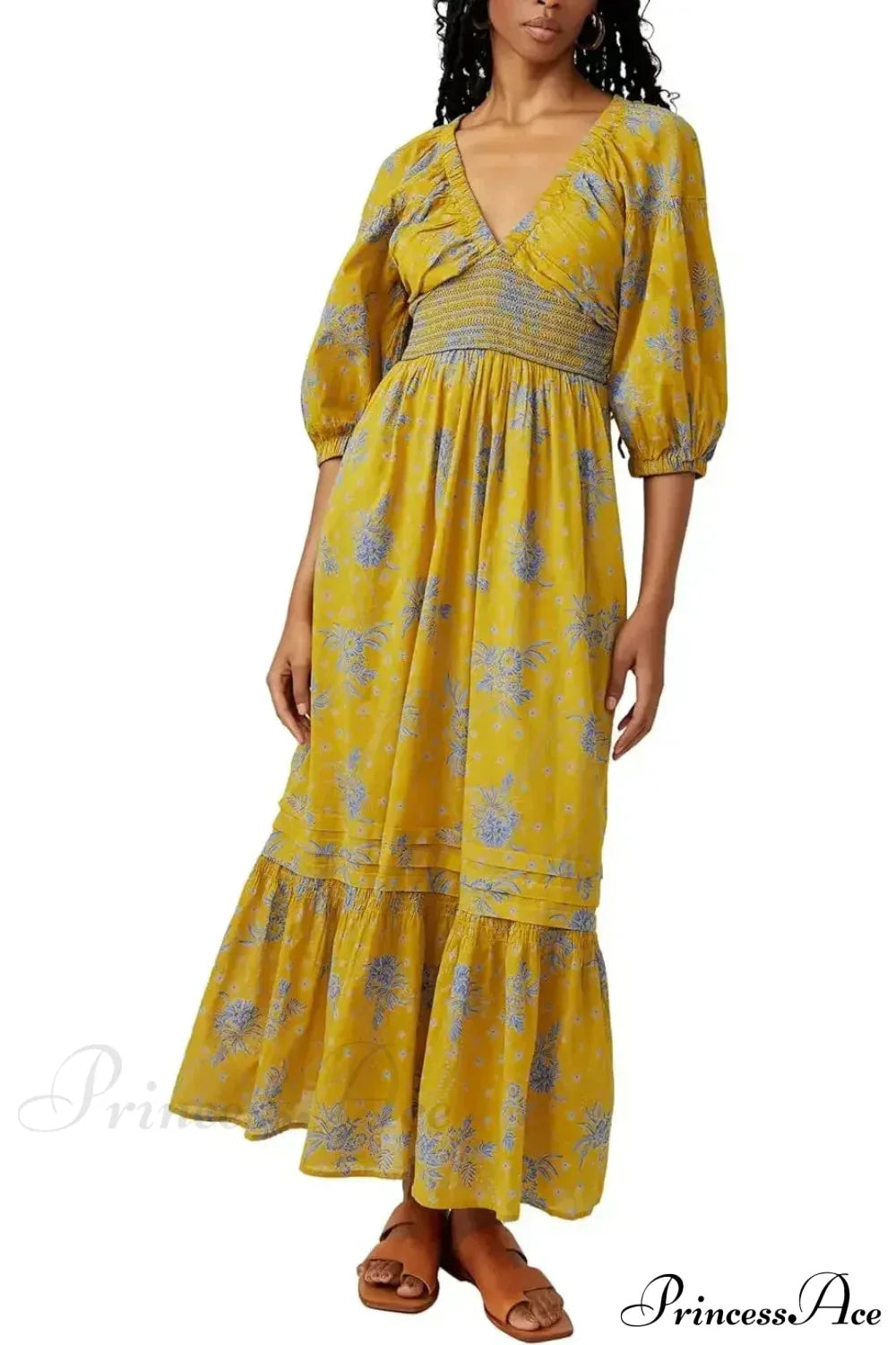 Chiffon Long Sleeve Holiday Floral Boho Dress