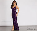 Woman wearing Purple Sequin Mermaid Prom Gown from Hicosy