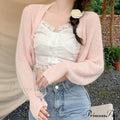 Clear Sun Protection Open Front Cropped Knit Cardigan