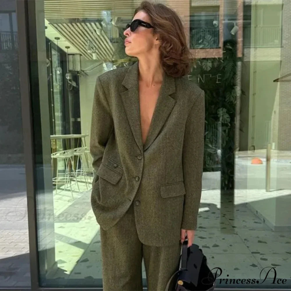 Collar blouse and loose pants office two-piece set from Hicosy — view 3