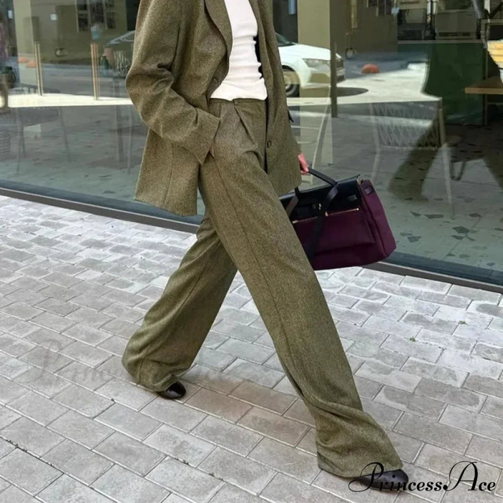 Collar blouse and loose pants office two-piece set from Hicosy — view 4