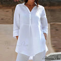 Collar Neck 3/4 Sleeve Informal Baggy Button Blouse