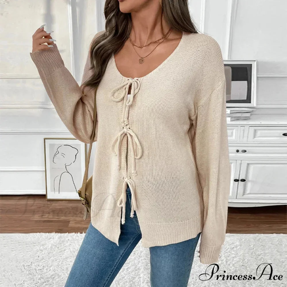 Connect-Up Circular Neck Unpatterned Sweater Jacket Cardigan