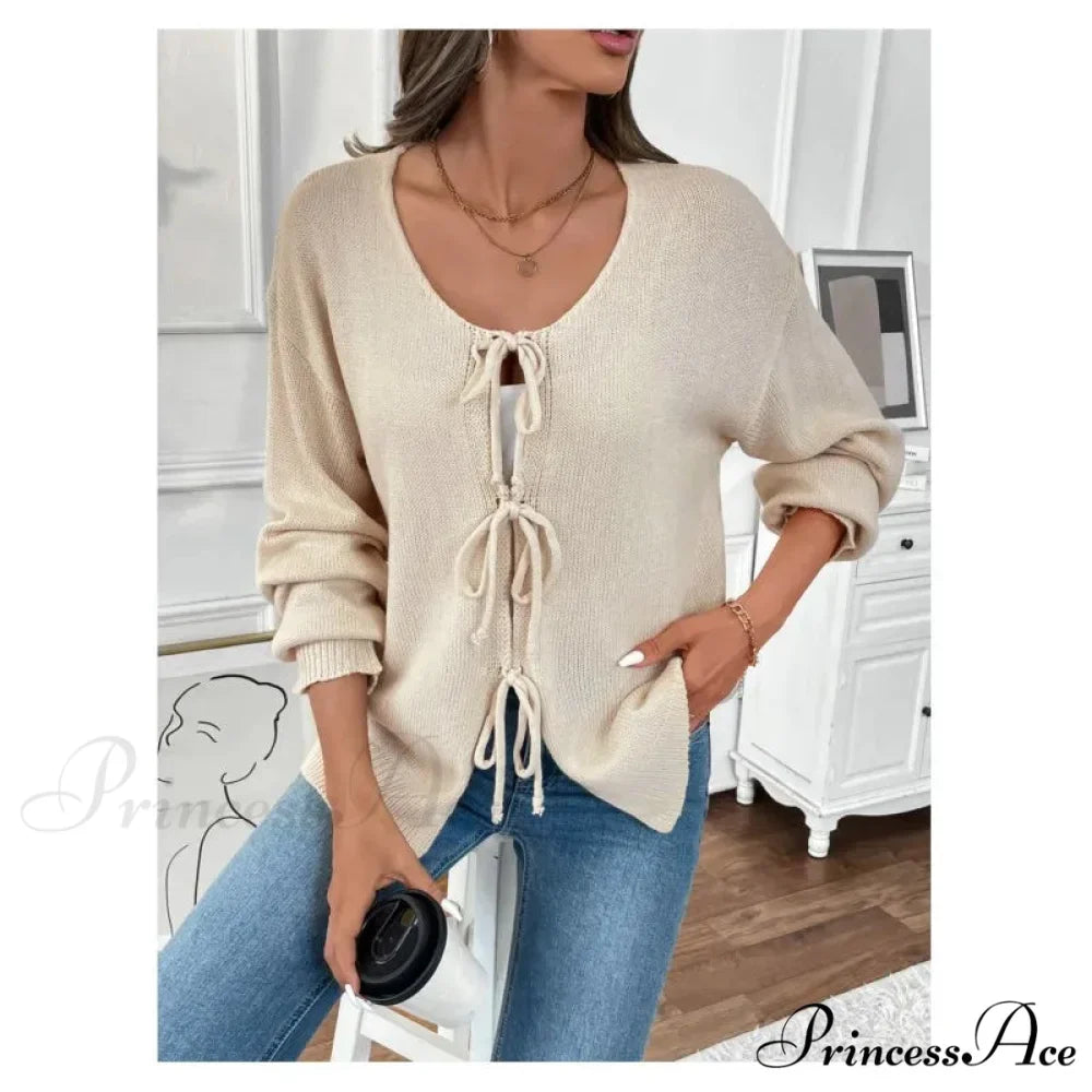 Connect-Up Circular Neck Unpatterned Sweater Jacket Cardigan
