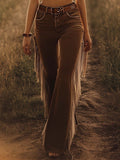 High Waist Side Fringe Western Flare Jeans