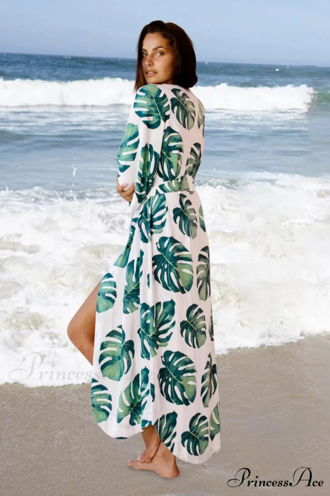 Cotton Kimono Flower Printed Bohemian Beach Cover Up