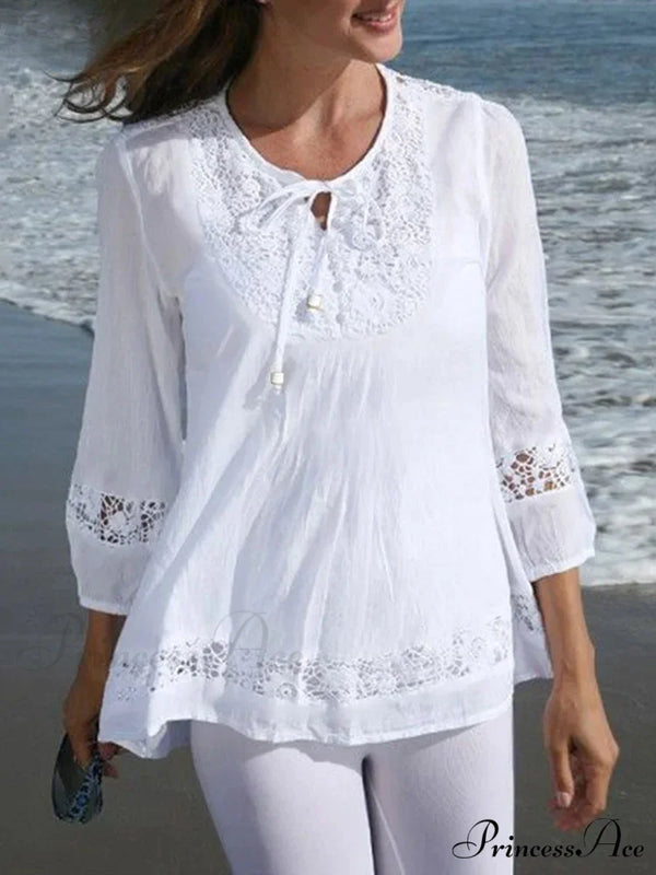 Crocheted Casual Patchwork Blouse