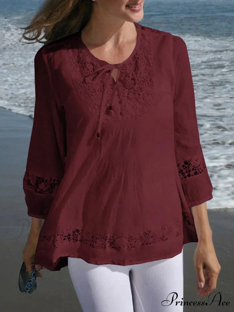 Crocheted Casual Patchwork Blouse