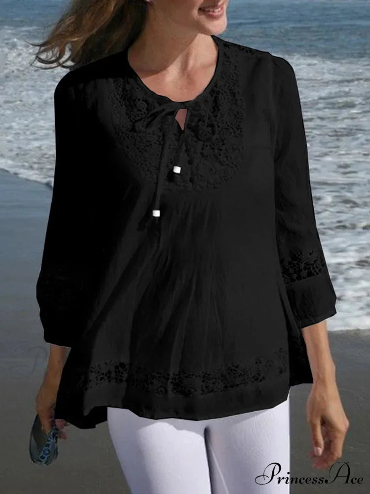 Crocheted Casual Patchwork Blouse