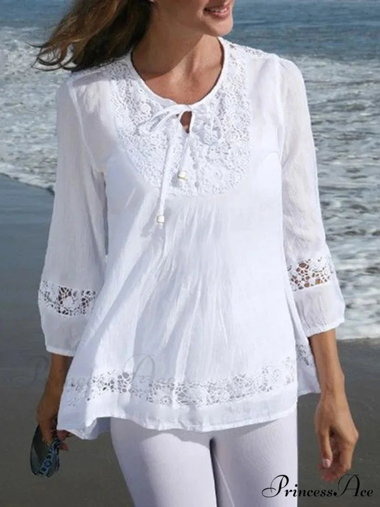 Crocheted Casual Patchwork Blouse