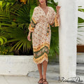 Cultural Flowery Baggy Rayon Kaftan Bohemian Cover up