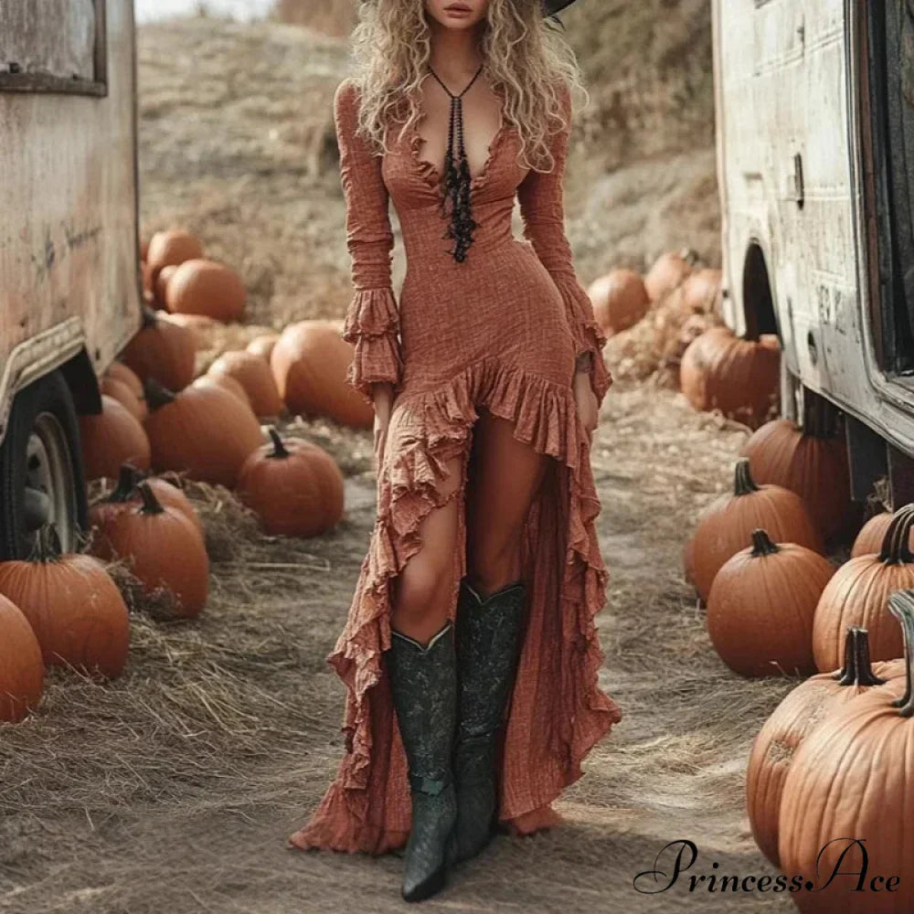 Cultural Vintage Firm Frill Bohemian Dress