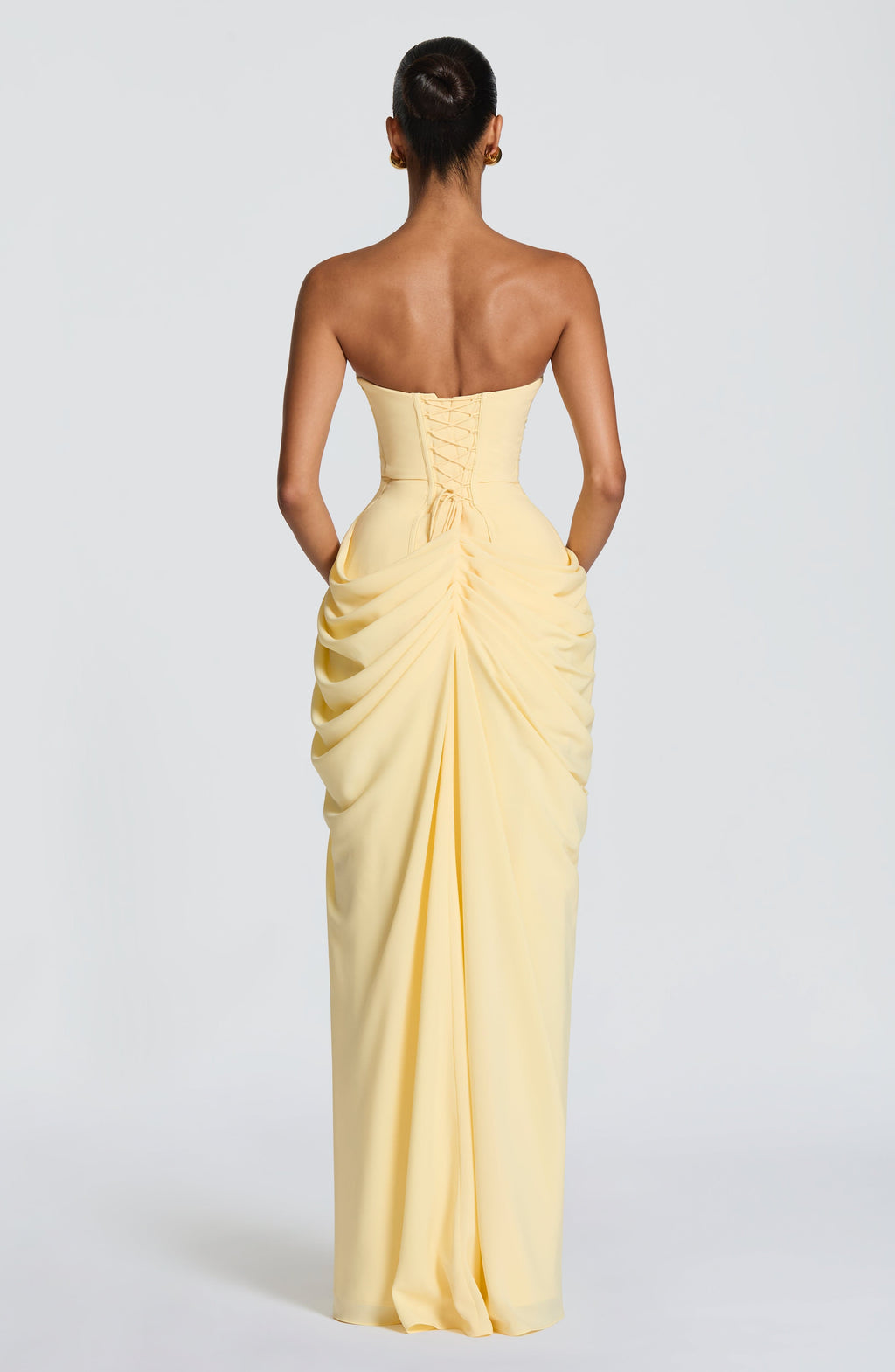 Draped Strapless Thigh Slit Homecoming Dress