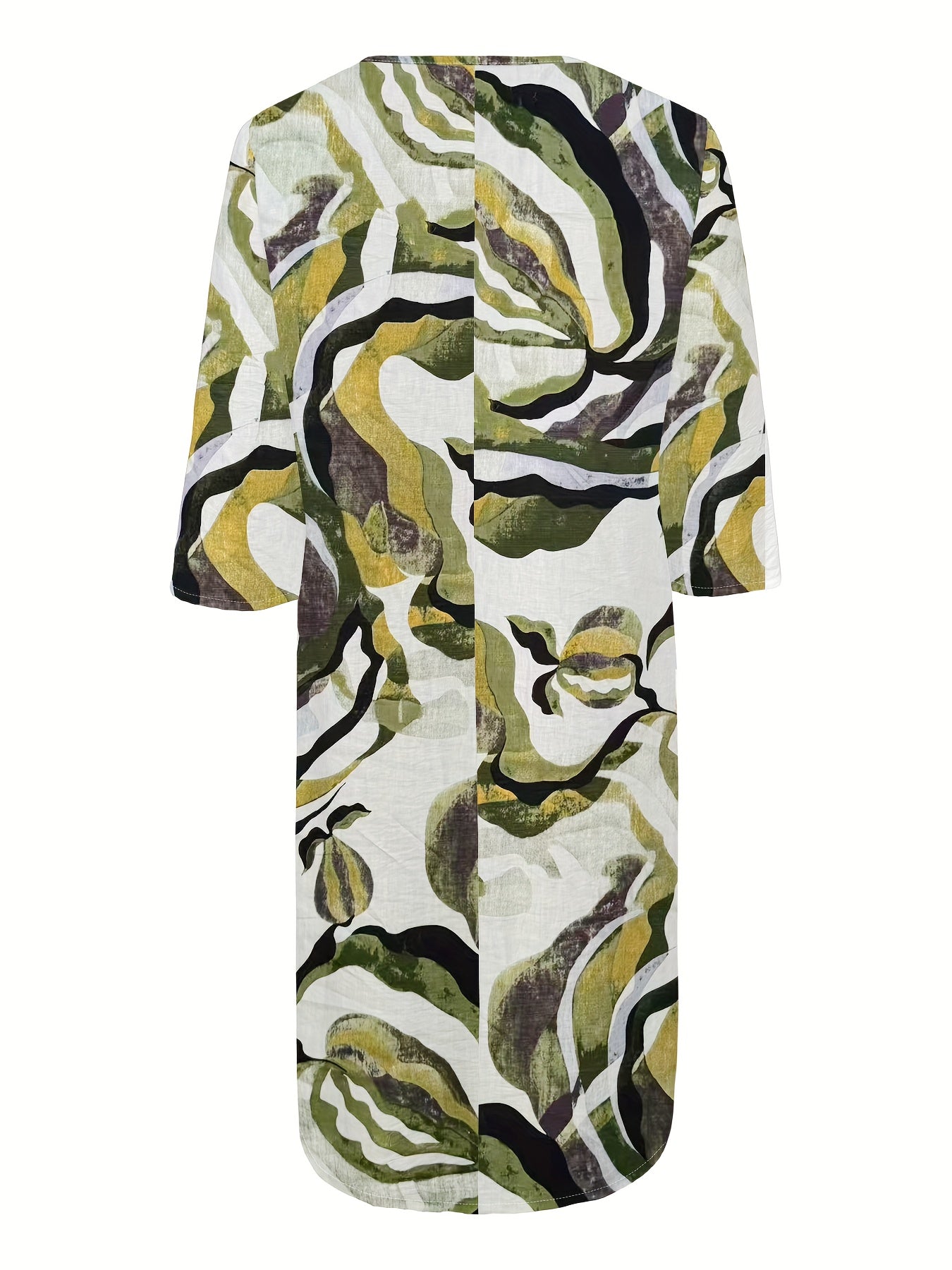 Women's Spring/Autumn Casual Straight-Leg V-Neck Printed Dress