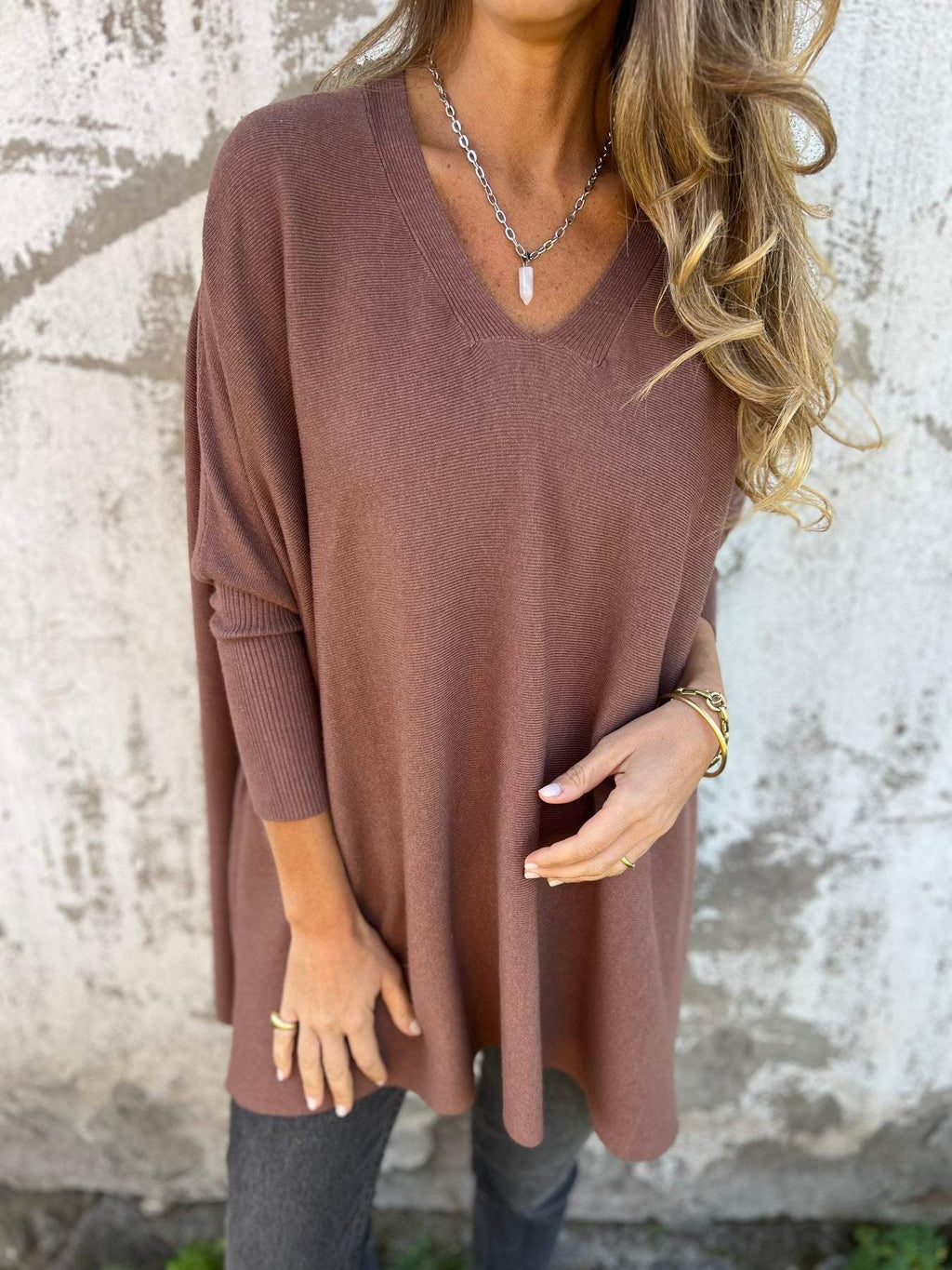 Koa | Women's Oversized V-Neck Tunic Sweater