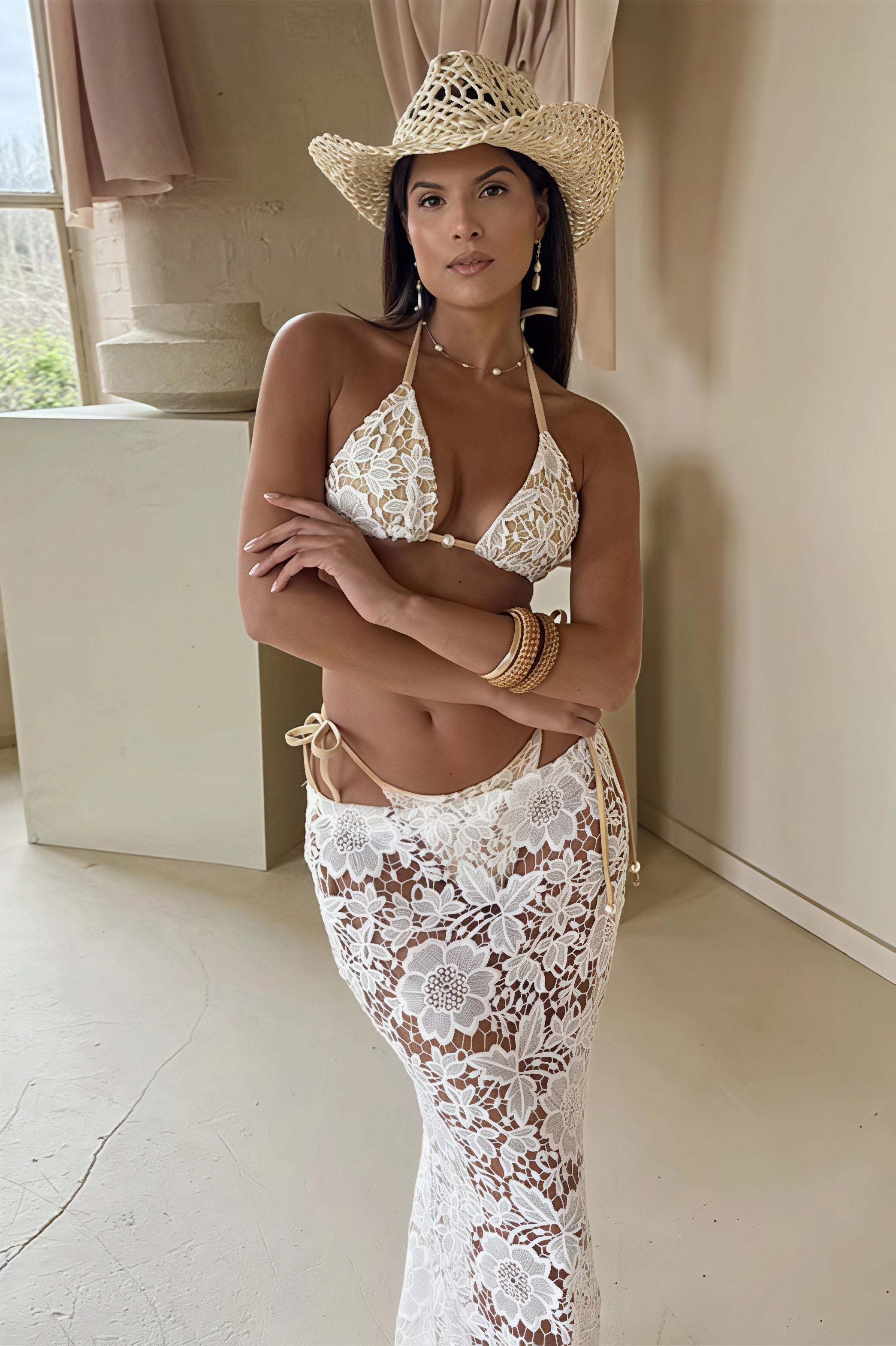 Sexy Lace Three Piece Swim Set