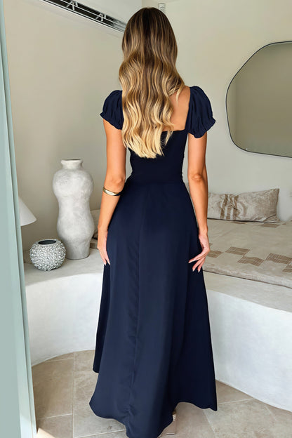 Elegant Slim Fit Ruched Waist Maxi Dress
