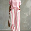 Striped Wide Leg Two Piece Set for Vacation Style