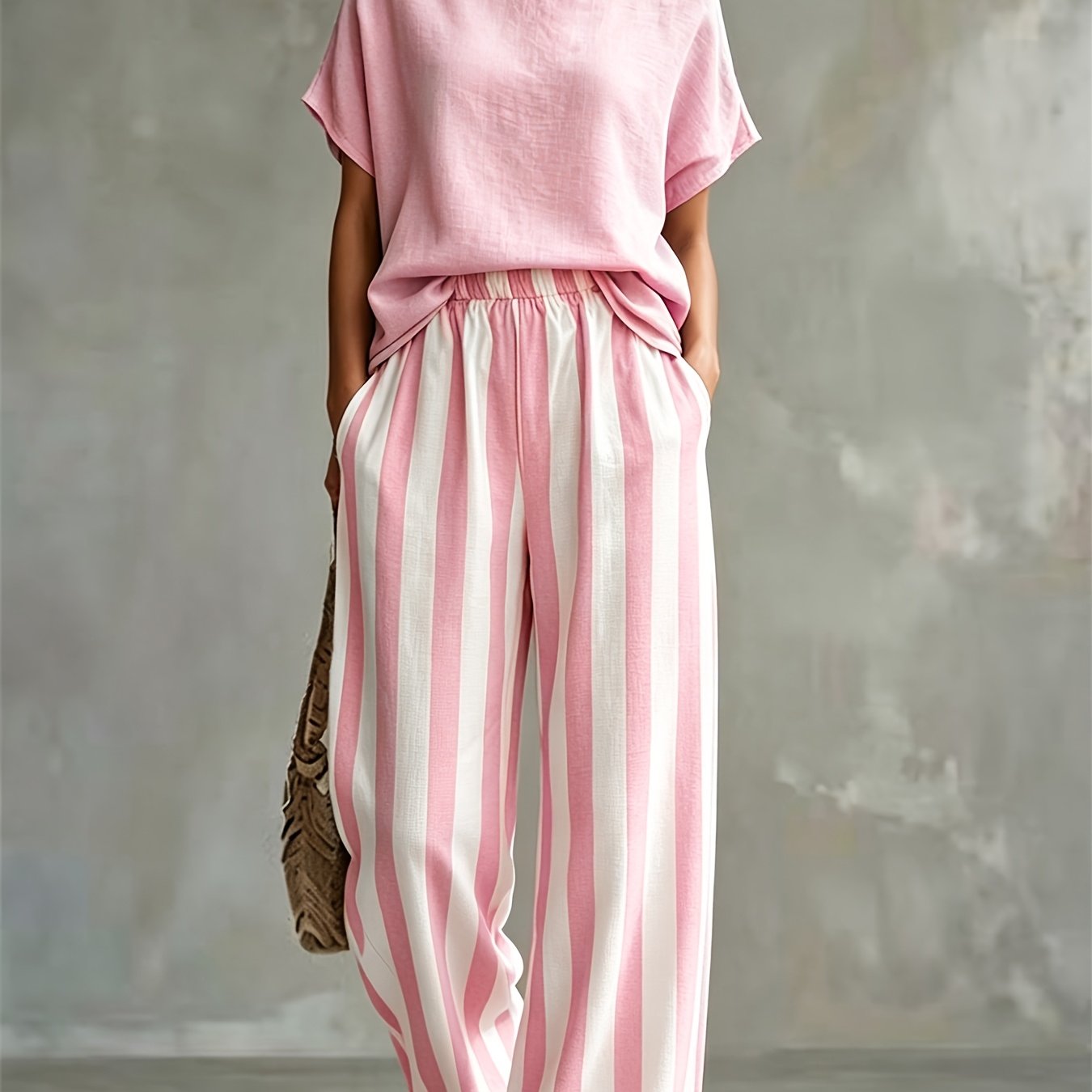 Striped Wide Leg Two Piece Set for Vacation Style