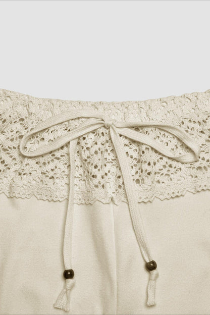 Splice Lace Waist Flared Pants
