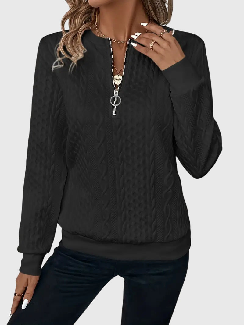 Nora | Women's Cable Knit Quarter-Zip Sweater