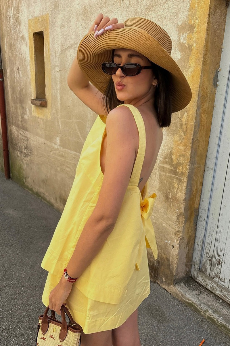 Off Shoulder Cami Tie Back Two Piece Set