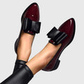 Bow Detail Patent Pointed Toe Slip On Loafer