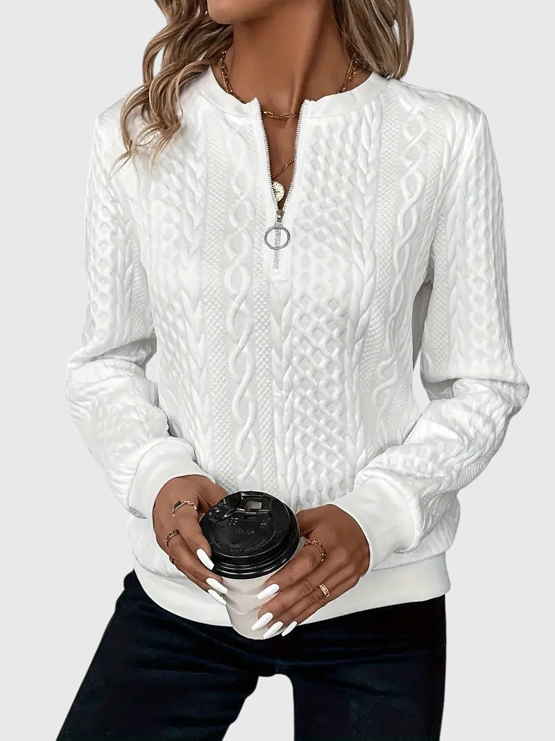 Nora | Women's Cable Knit Quarter-Zip Sweater