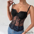 Dark Lace Eyelash Transparent Fishbone Bustier