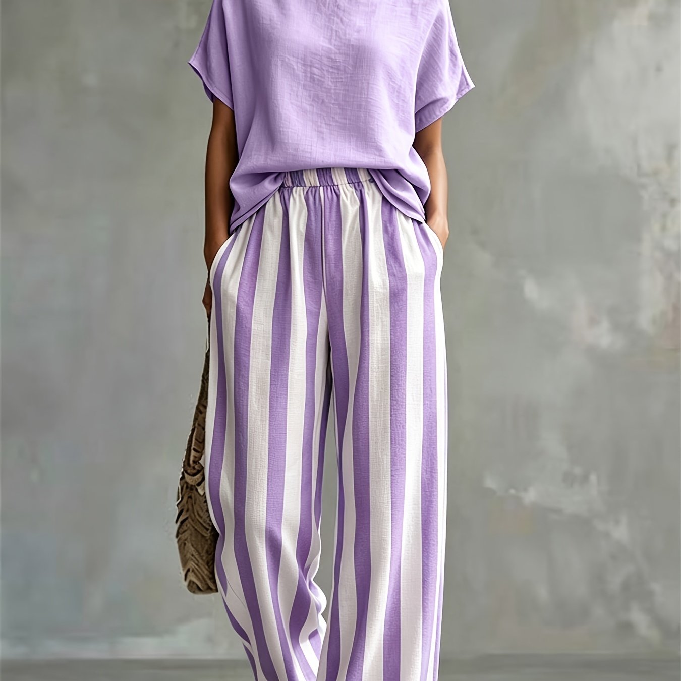 Striped Wide Leg Two Piece Set for Vacation Style
