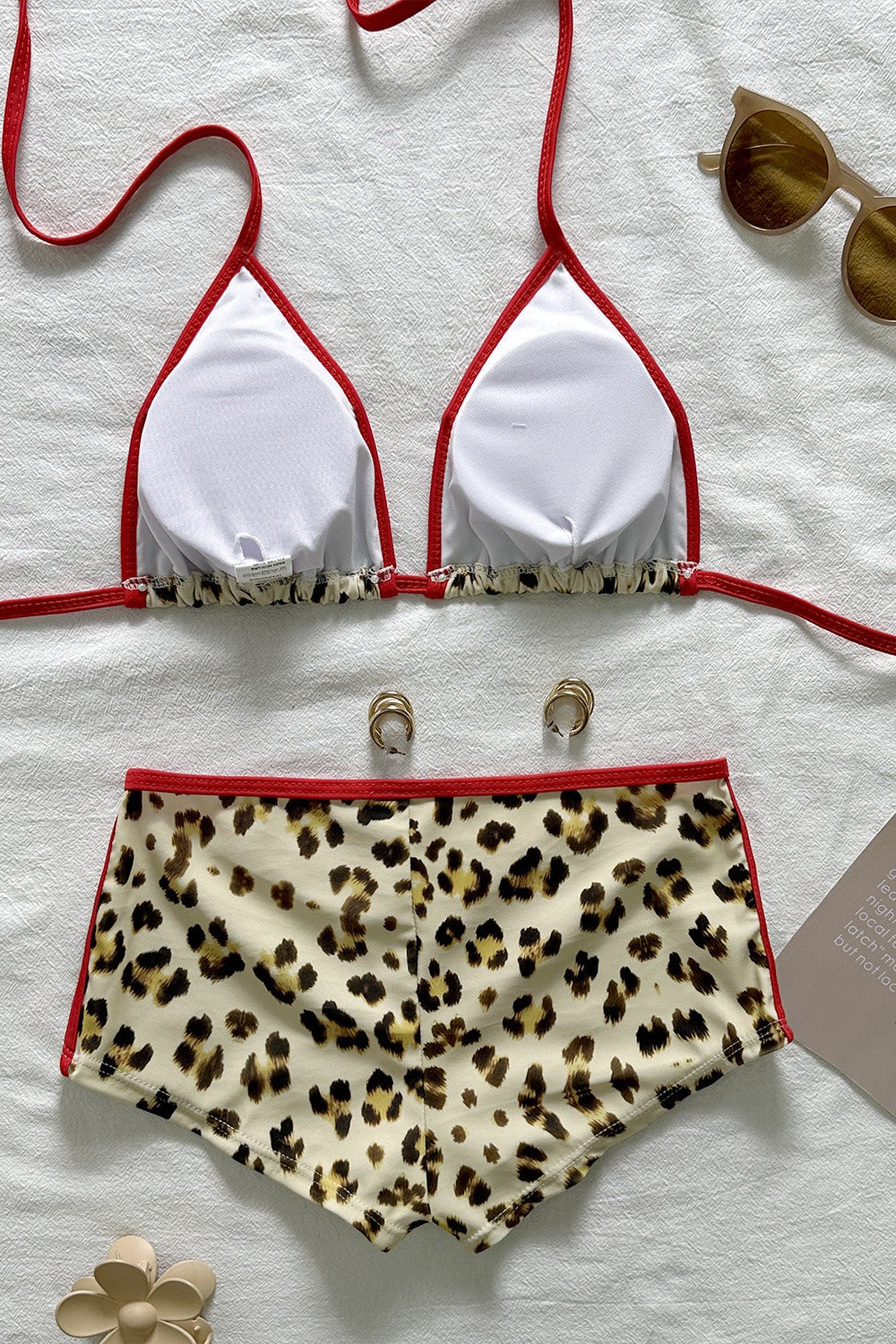 Leopard Halter Tie Two Piece Swim Set