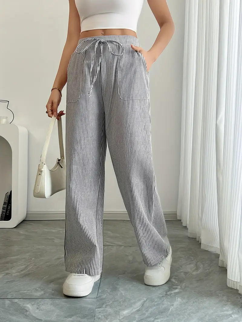 Nina - Elegant Striped Pant With Pockets