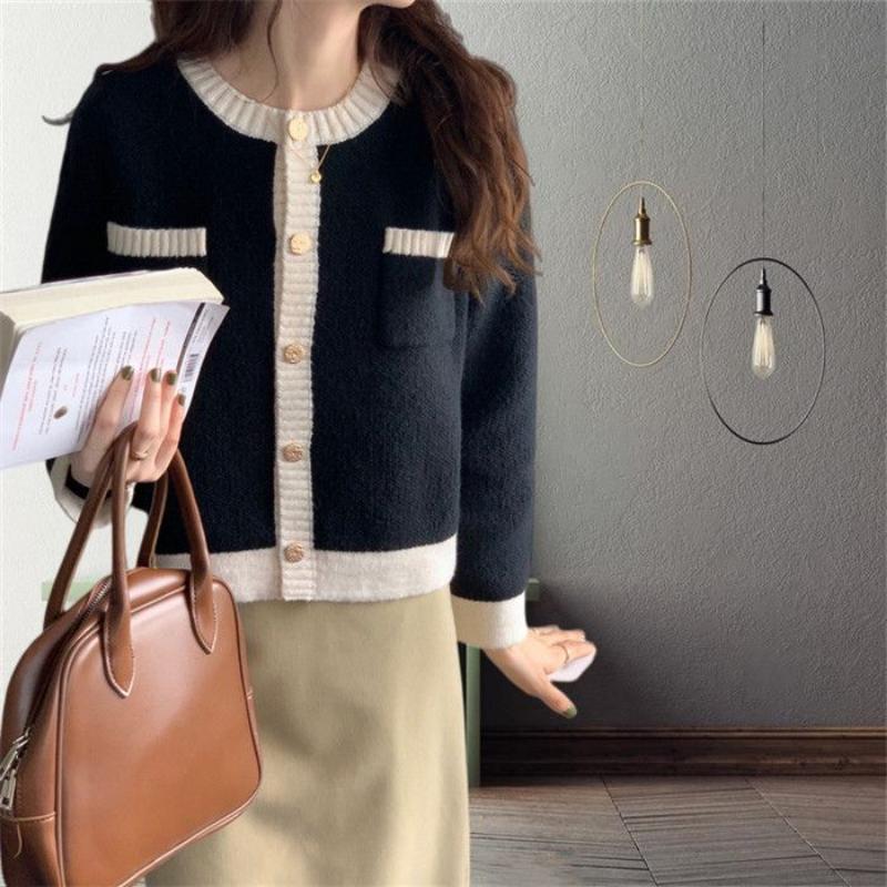 Patchwork Solemn Breasted Knit Prolonged Sleeve Cardigan – view 2
