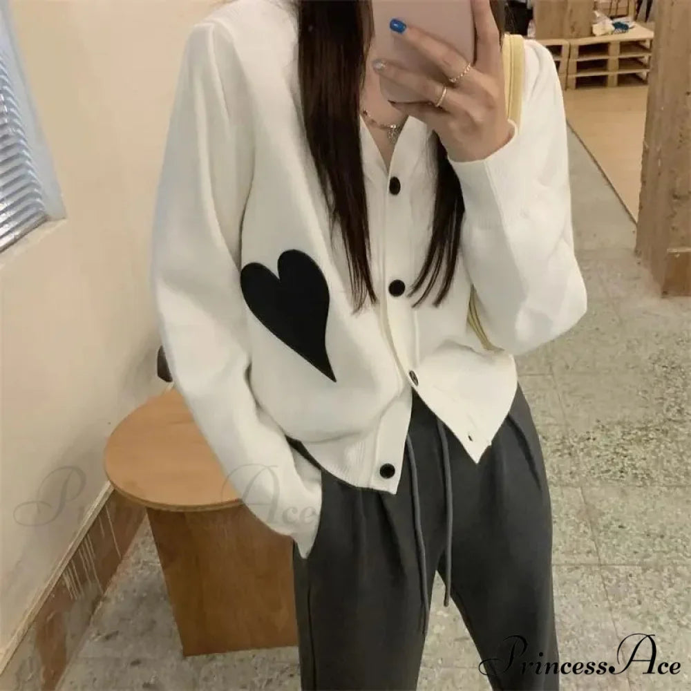 Deep Neck Extended Sleeve Solid Loose Sweet Knit Cardigan