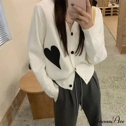 Deep Neck Extended Sleeve Solid Loose Sweet Knit Cardigan