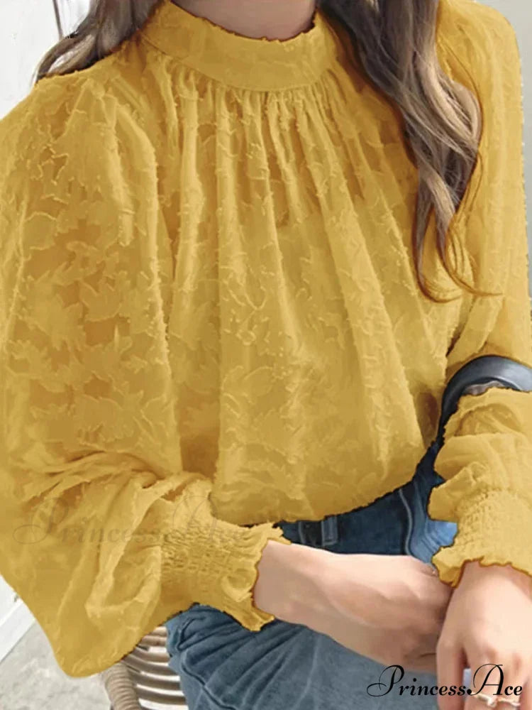 Delicate Texture Extended Sleeve Ruching Top Spring Top